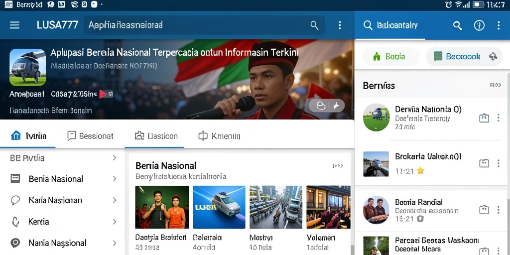 Tampilan utama LUSA777 yang menampilkan berita nasional terbaru.