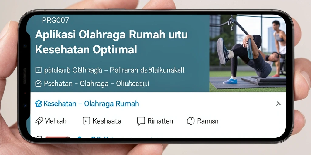Antarmuka aplikasi PRG007 menampilkan berbagai latihan Olahraga Rumah yang menarik.