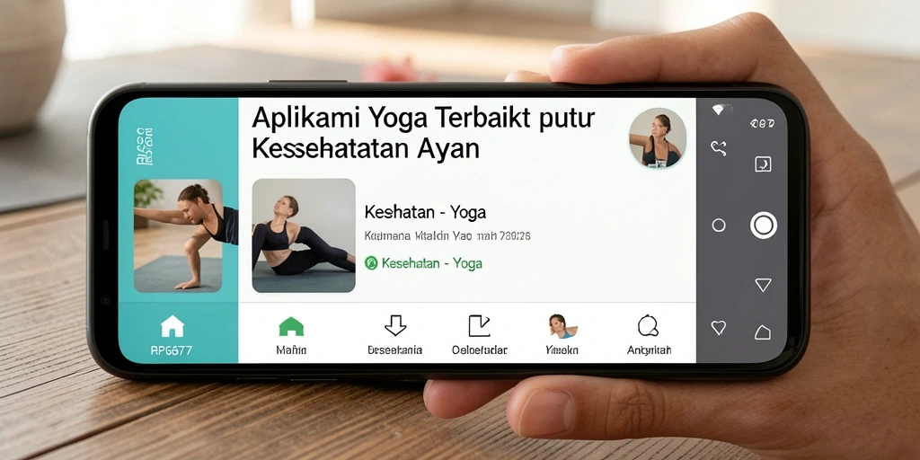 Antarmuka aplikasi RP6677 menampilkan berbagai pose Yoga dan meditasi.