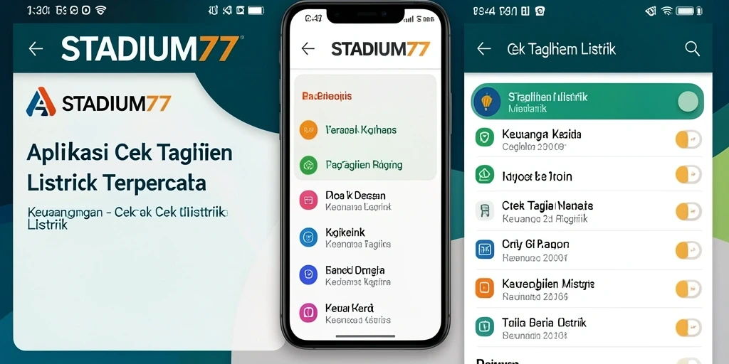 Tampilan antarmuka aplikasi STADIUM77 untuk cek tagihan listrik.