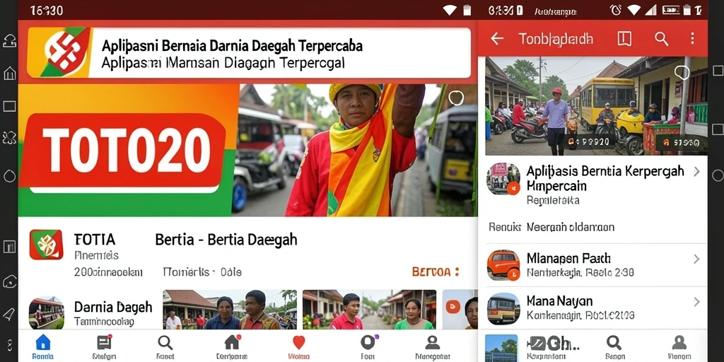 Antarmuka TOTO20 menampilkan berita daerah dengan jelas dan informatif.